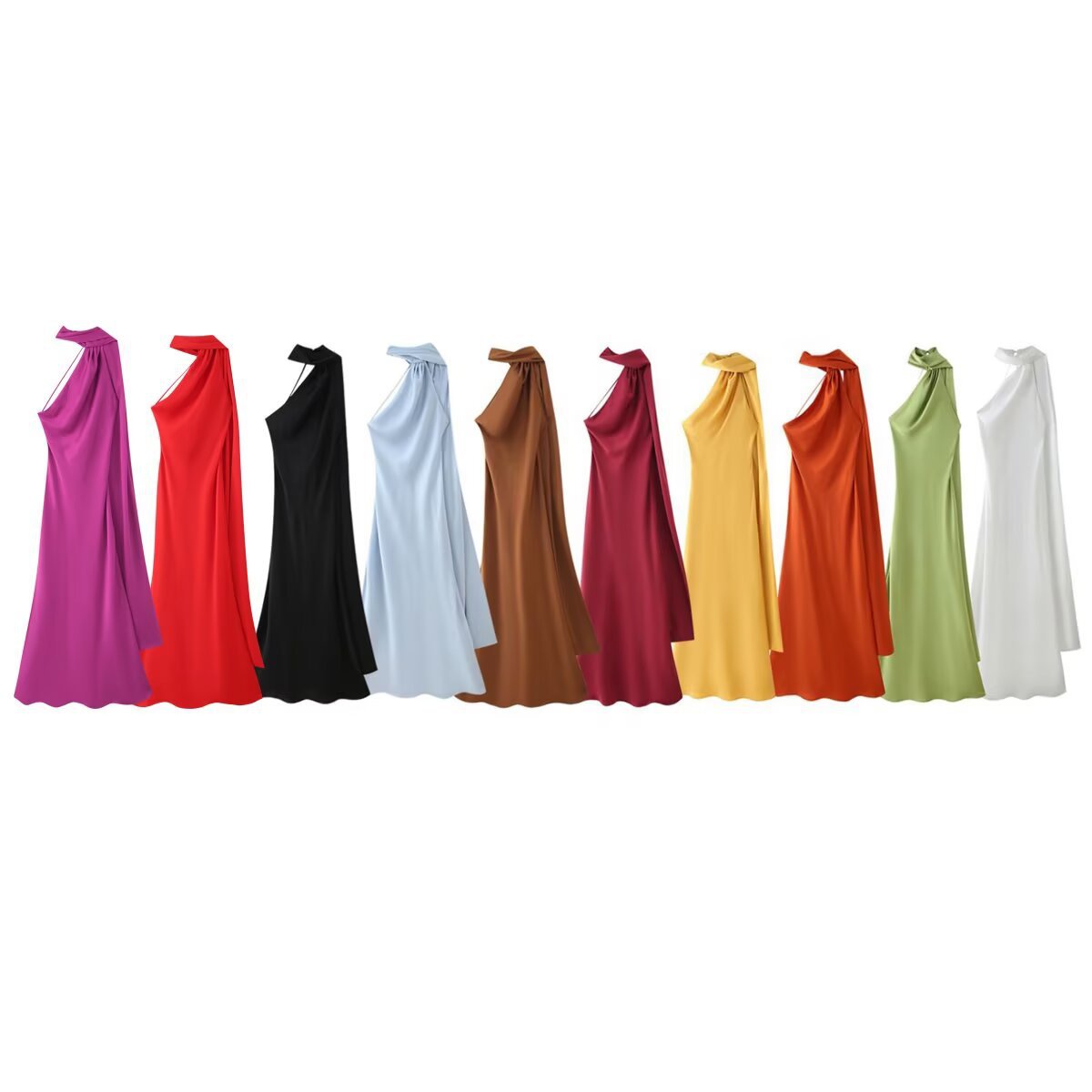 Women's Elegant Open-Back Halter Maxi Dress with Tie Detail