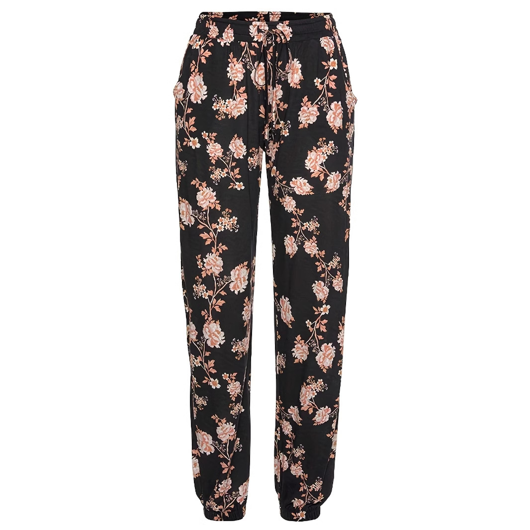 Women's High-Waist Printed Wide-Leg Pants with Cuffed Hem