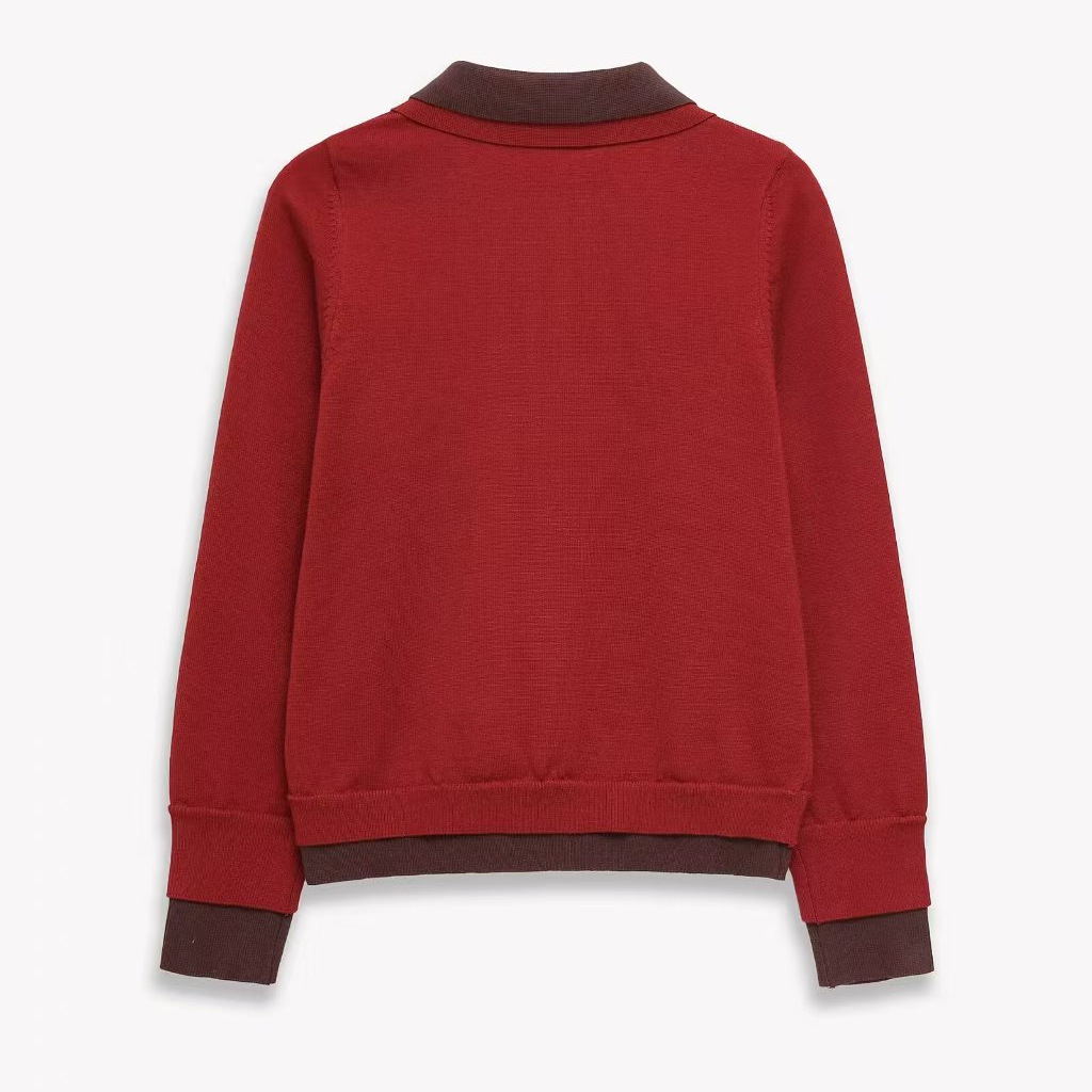 Classic Solid Knit Polo Sweater Long Sleeve Pullover