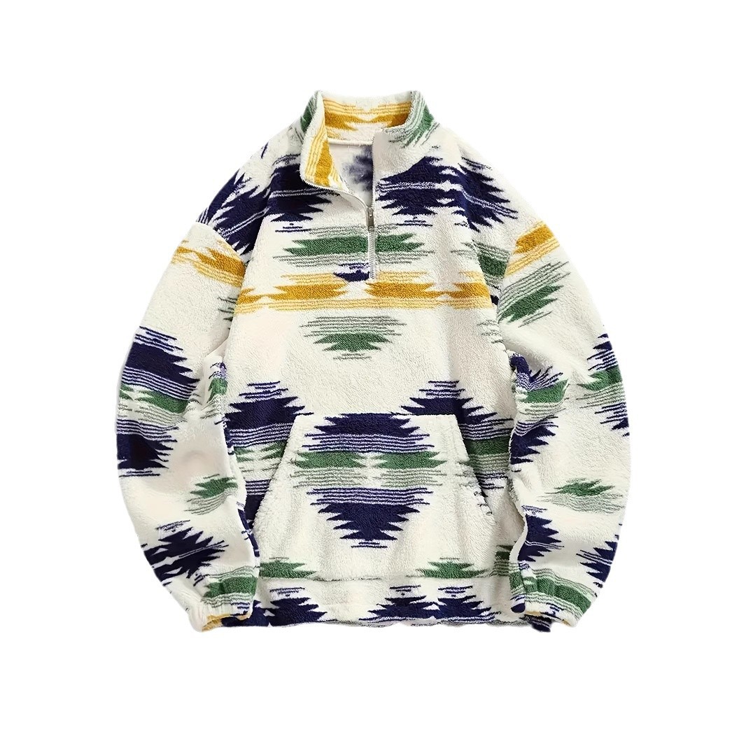 Women's Bohemian Print Zip Fleece Jacket Hoodie