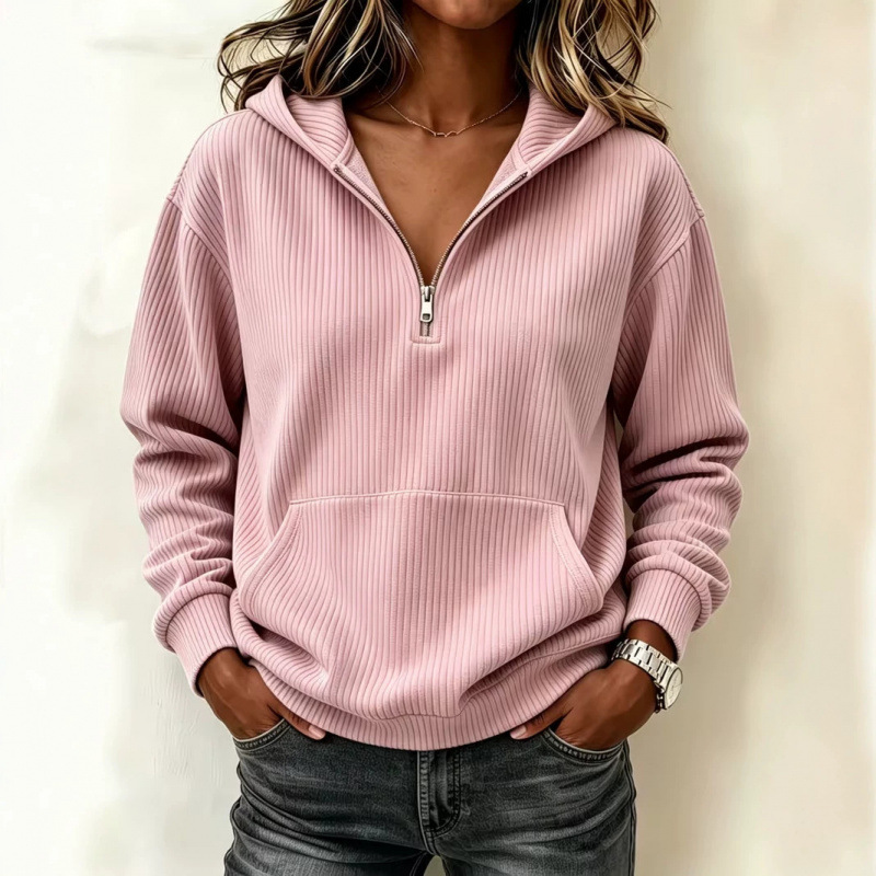 Half-Zip Hooded Sweatshirt Lazy Casual Long Sleeve