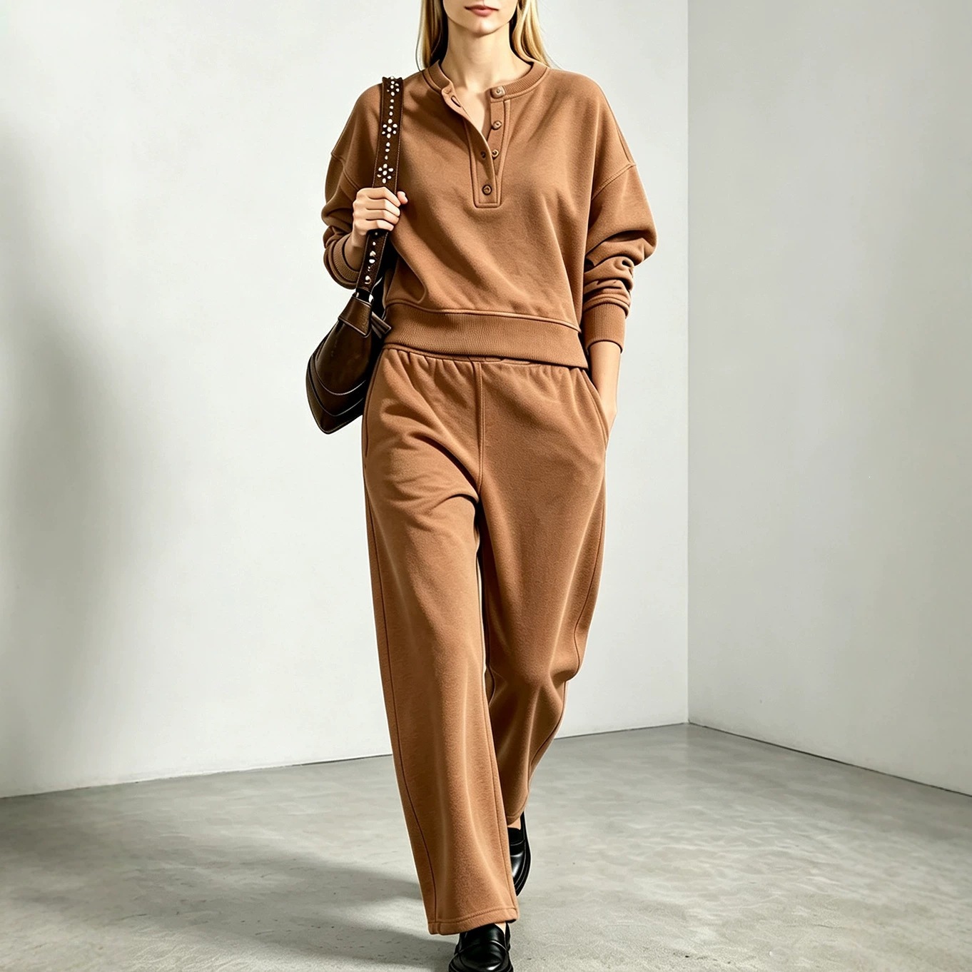 Women's Relaxed Long-Sleeve Sweatshirt & Pants Set