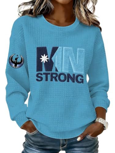 Women's MN Letter Print Crewneck Sweatshirt Casual Pullover