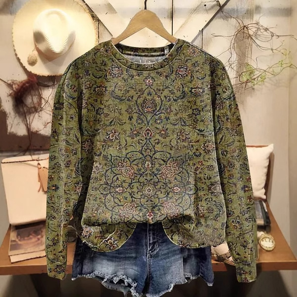 Women's Vintage Mystic Totem Print Crewneck Sweatshirt