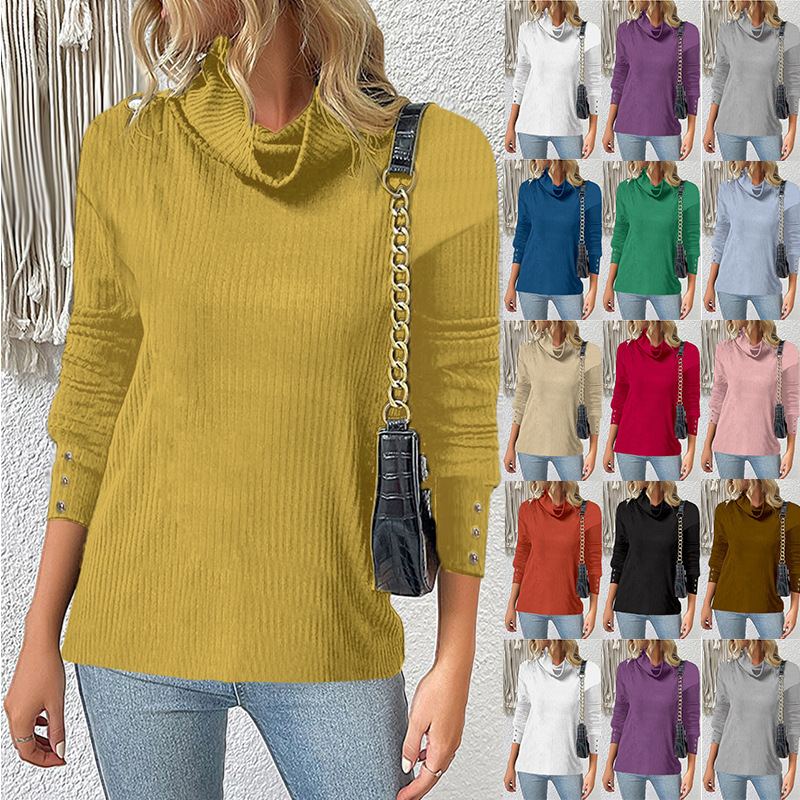 Women's High Neck Knit Sweater Pullover