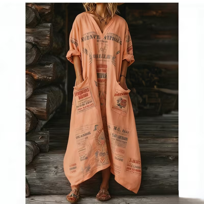 Women's Letter Print Casual A-Line Midi Dress