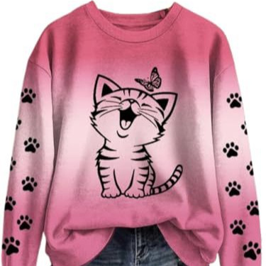 Women's Cute Cat Paw Print Casual Sweatshirt