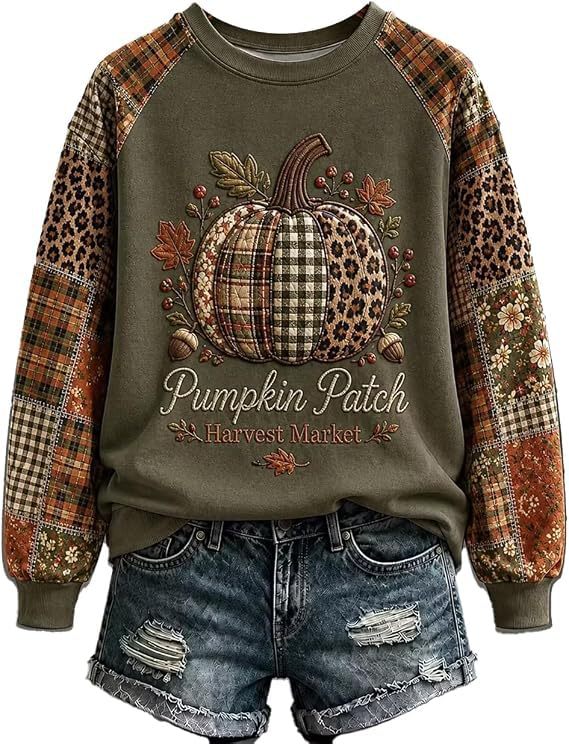 Evil Pumpkin Smiley Face Print Crewneck Long Sleeve Pullover Sweatshirt