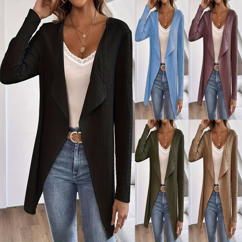 Women's Long Sleeve Solid Color Loose Knit Cardigan