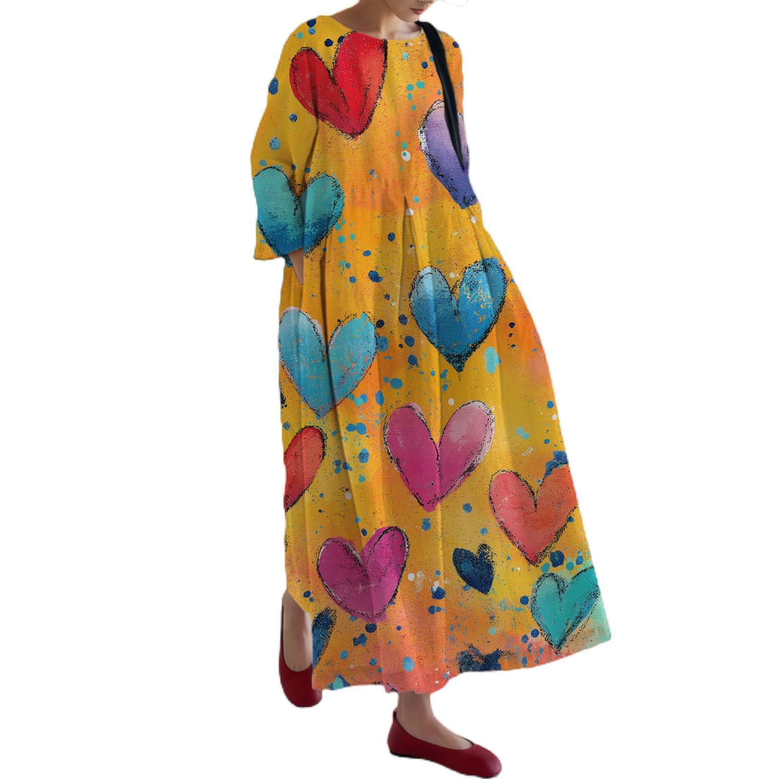 Women's Floral Print Casual A-Line Midi Dress