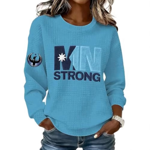 Women's MN Letter Print Crewneck Sweatshirt Casual Pullover