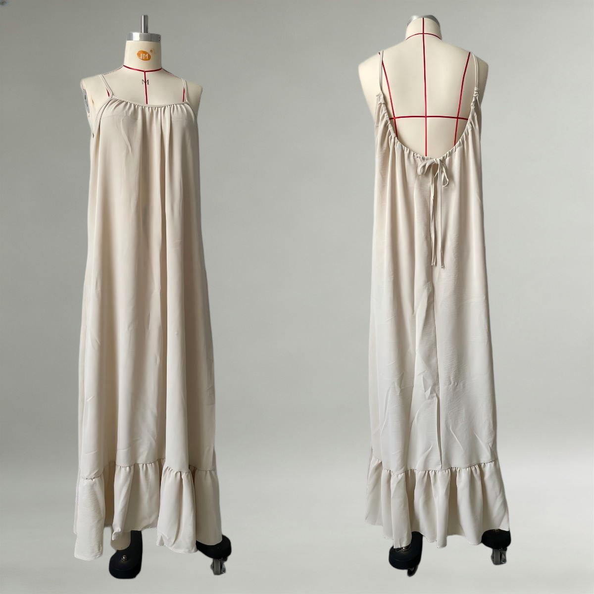 Women's Sleeveless Spaghetti Strap Solid Color Long Dress