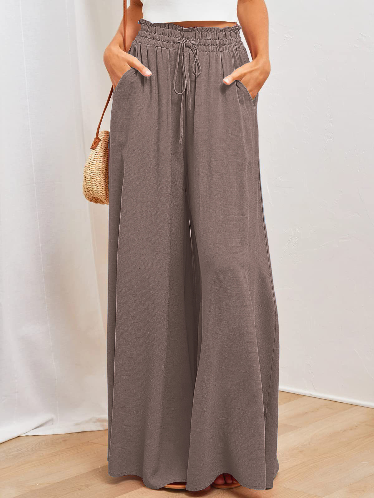 Women's Wide-Leg Casual Pants High Waist Loose Fit
