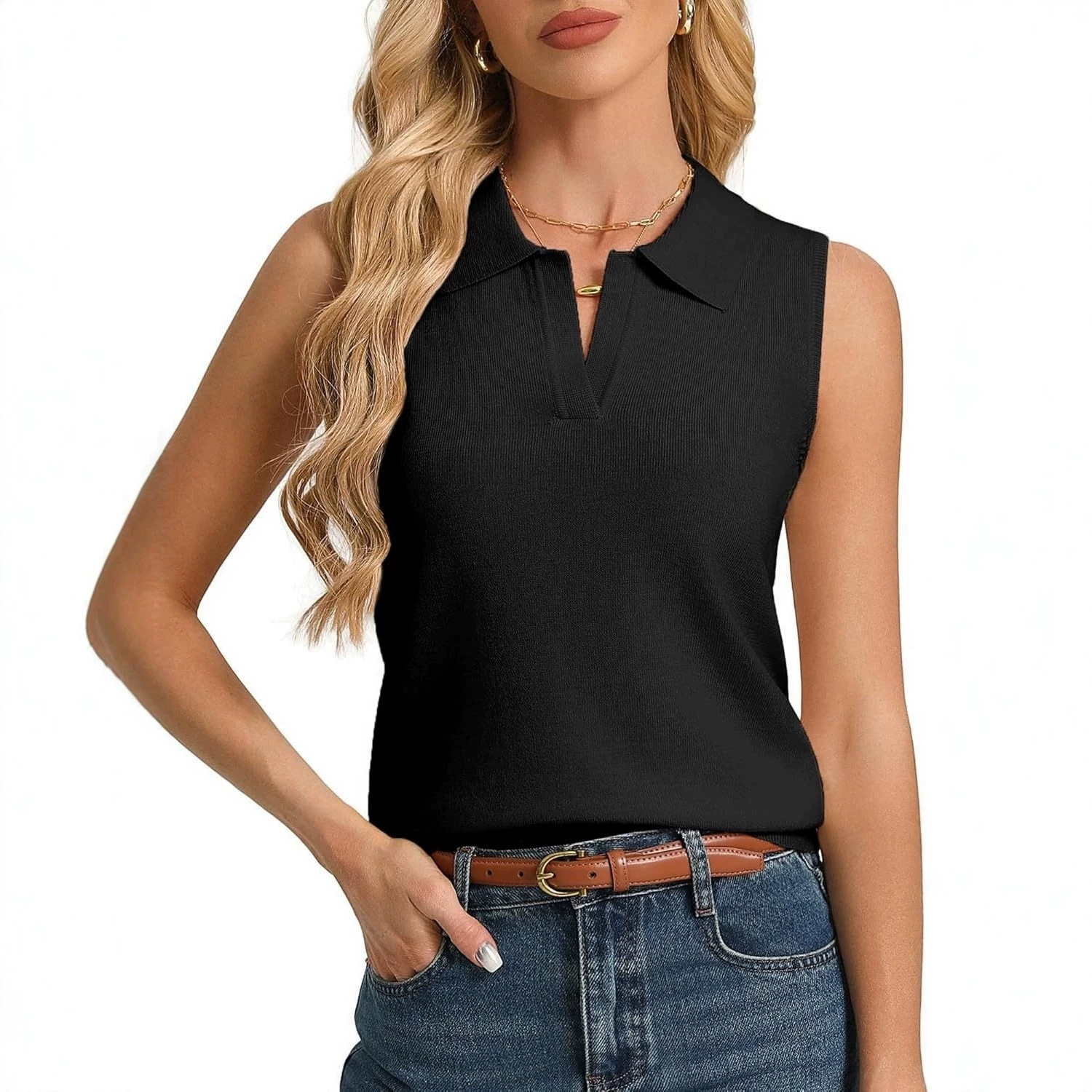 Custom Women's Knit Tops & Dresses, Polyester Spandex, V-Neck Sleeveless