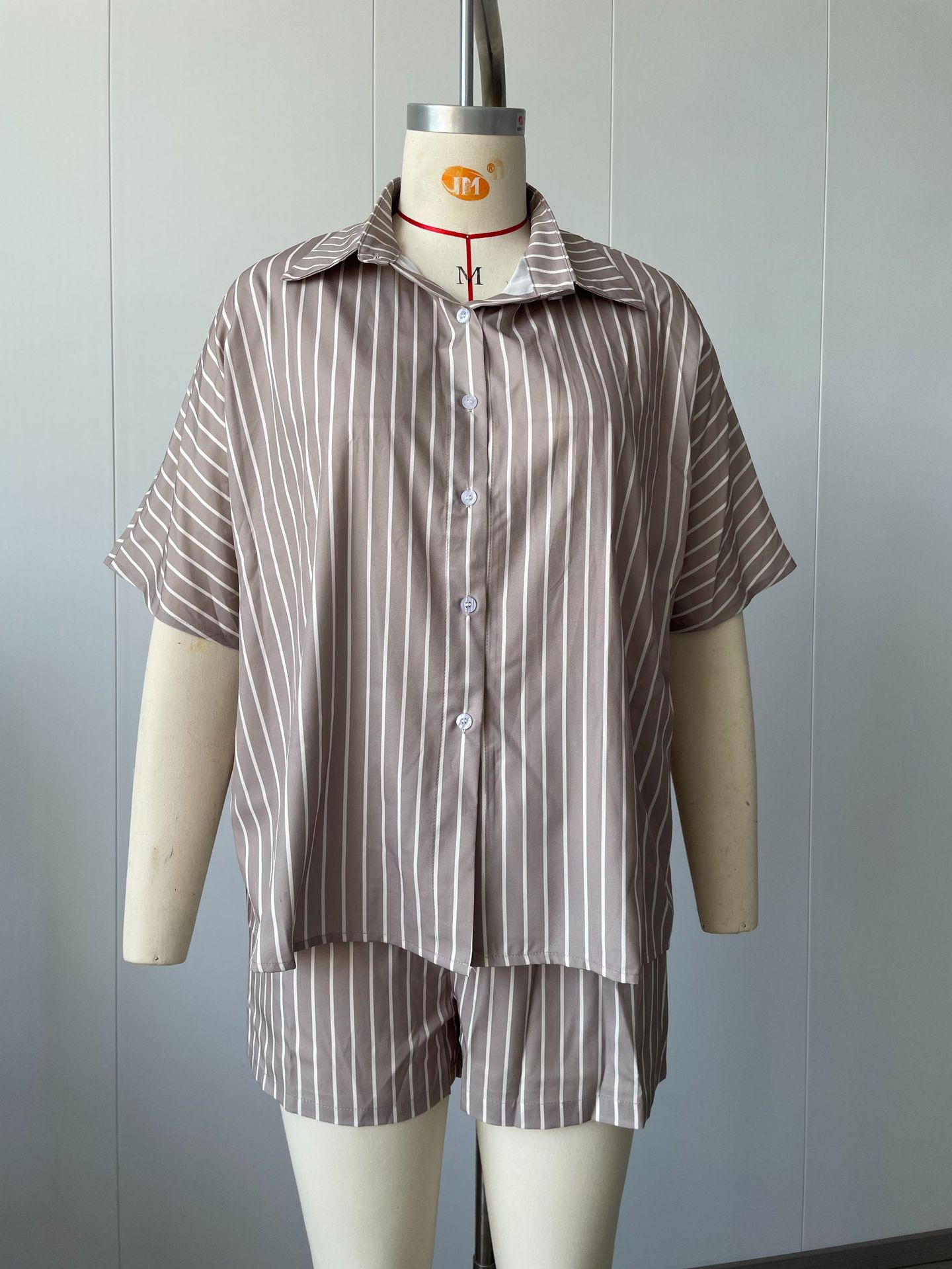 Striped Shirt and Shorts Set Casual Loungewear