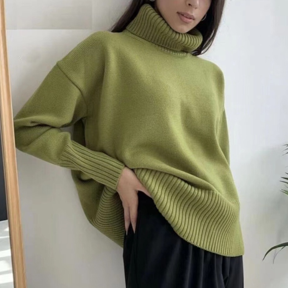 Soft High Turtleneck Solid Pullover Sweater
