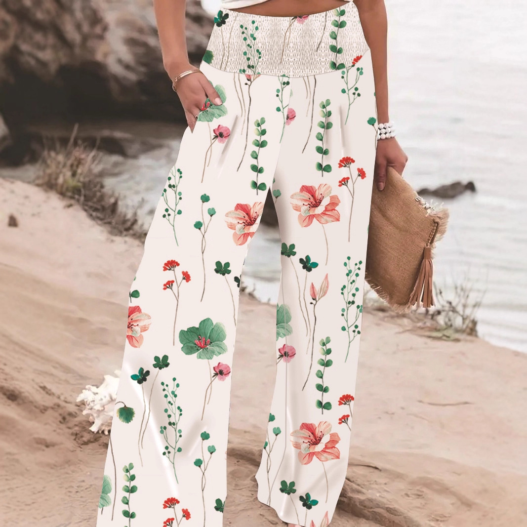 Printed High-Waist Wide-Leg Women's Pants