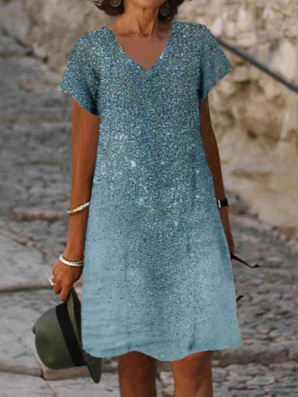 Women's Vintage Short Sleeve Midi Dress
