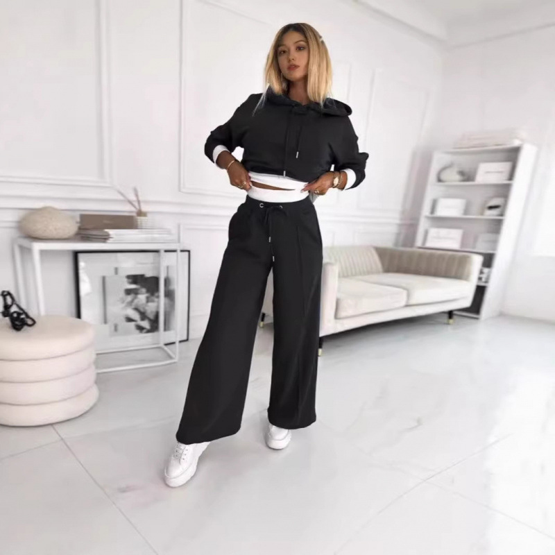 Color-Block Hoodie & Pants Two-Piece Casual Set