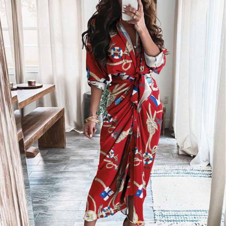 Women's Summer Tie-Waist Long Dress