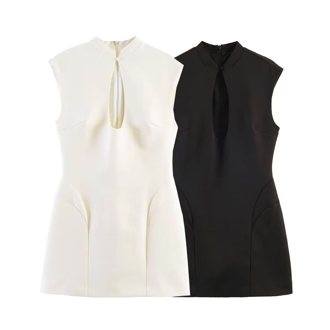 Women's Split Puff Sleeve Waist-Cinched Mini Dress