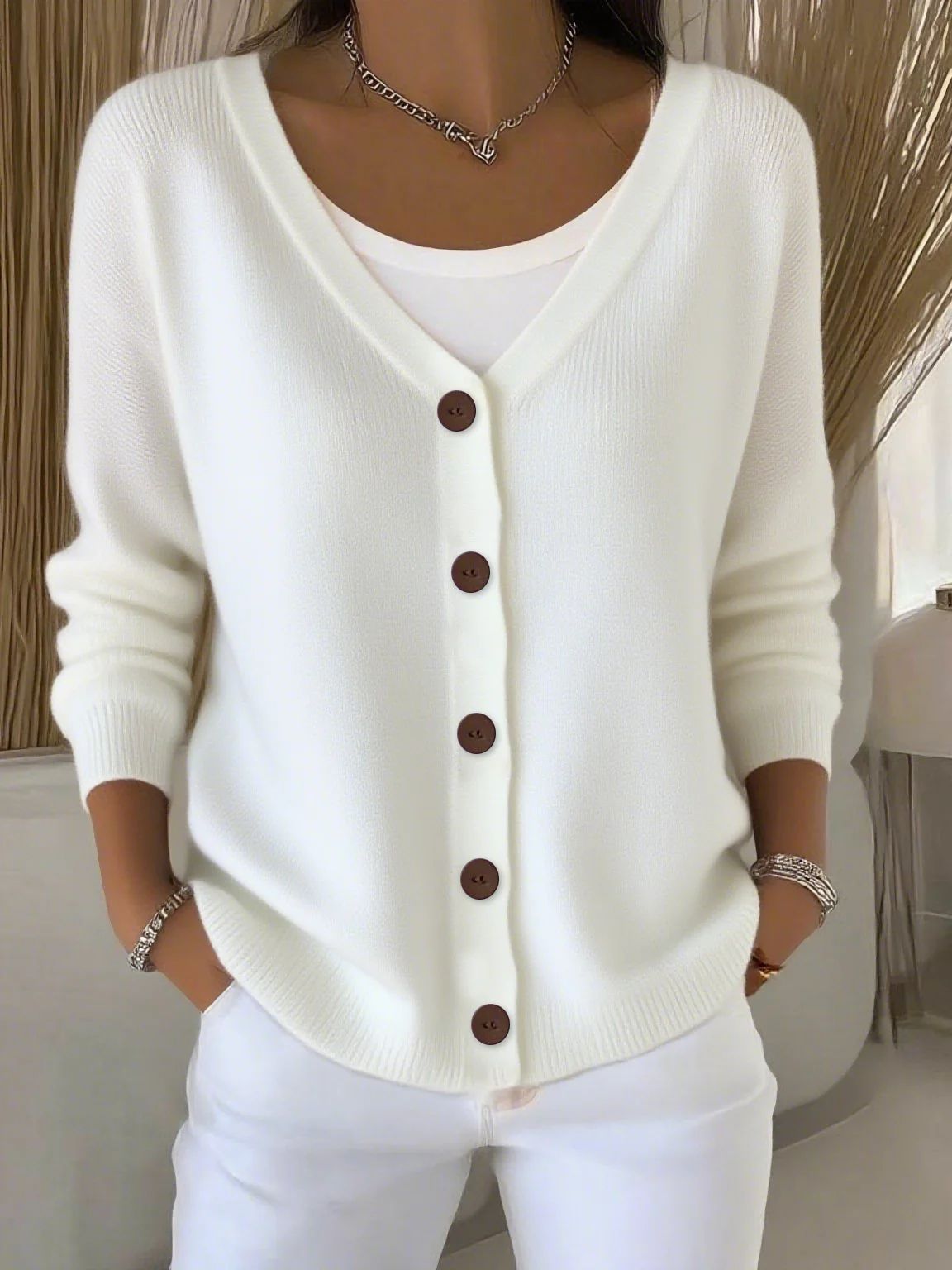 Women's Solid Knit Cardigan Sweater Coat