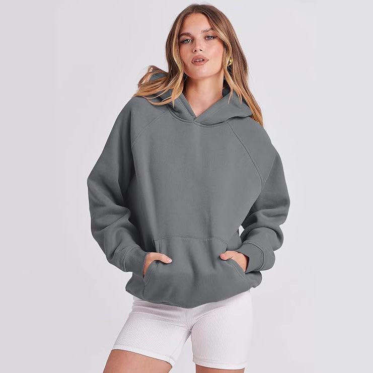 TUME Women's Hooded Pullover Sweatshirt Solid Color