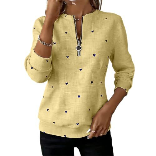 Polka Dot Print Half-Zip Stand Collar Hoodie for Women