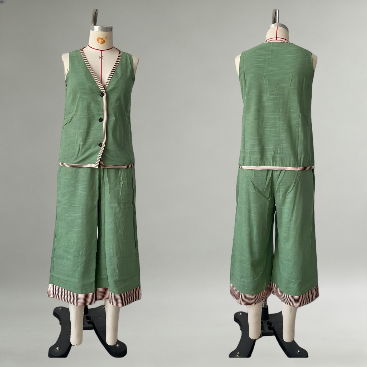 Women's Summer Button Tank Top & Shorts Set Casual Commuter