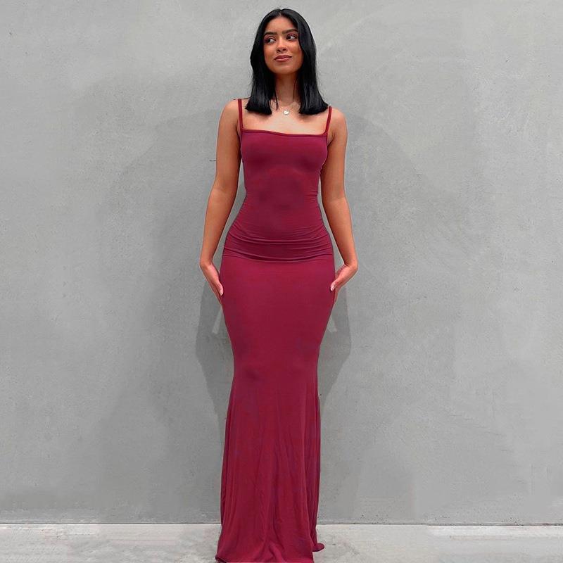 Women's Modal Milk Silk Sleeveless Bodycon Maxi Dress