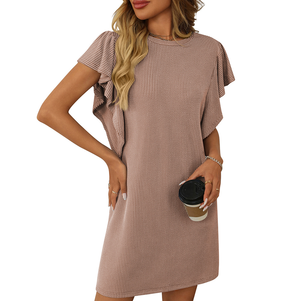 Women's Colorblock Twist Ruffle Sleeve Midi Dress