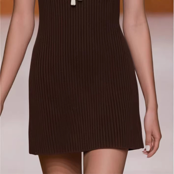 Elegant Sleeveless Knit Mini Dress with Colorblock Detail