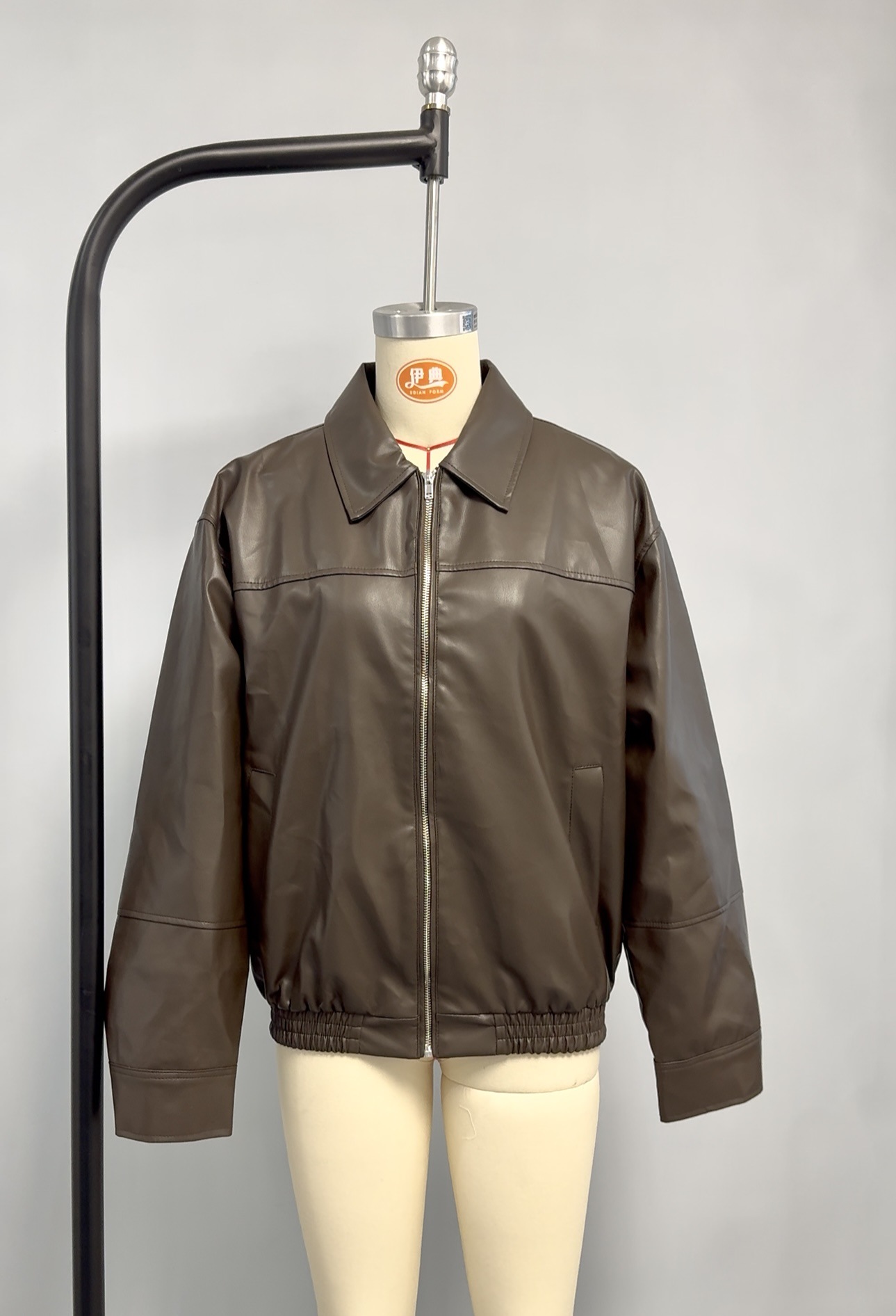 Faux Leather Bomber Jacket for Women