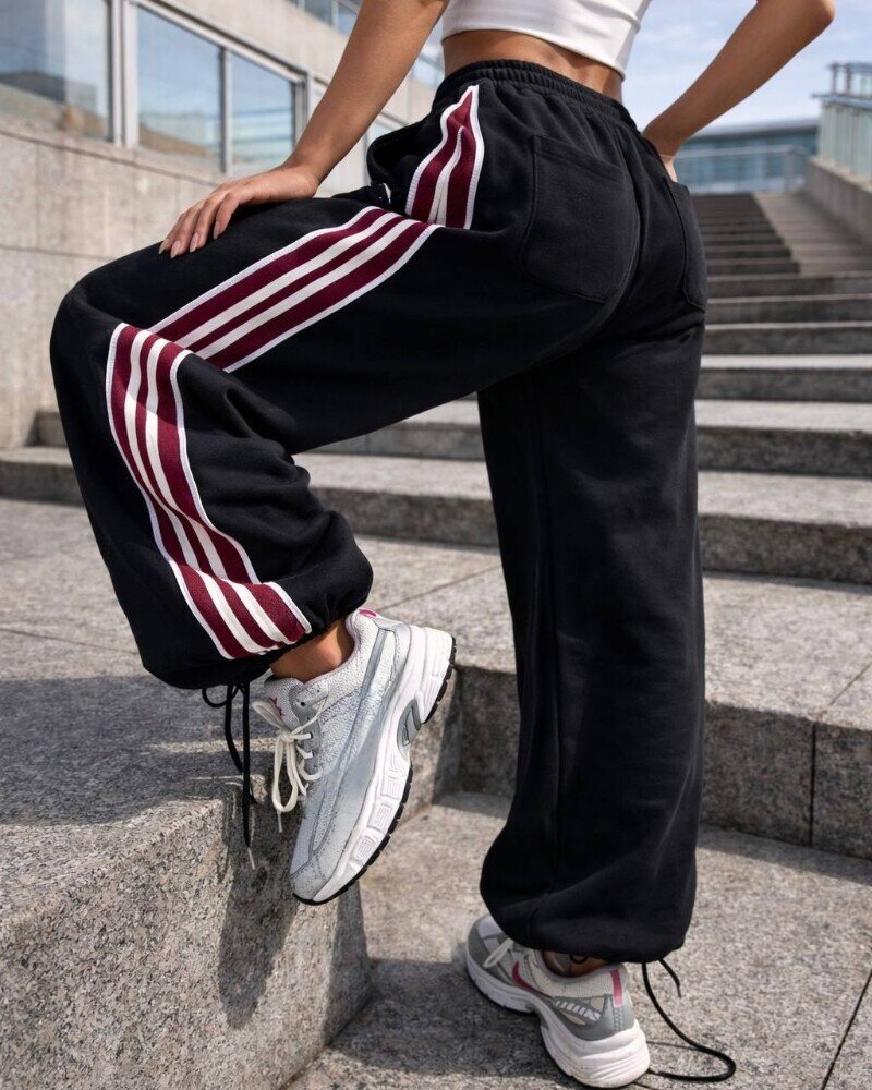 Women's American-Style Wide-Leg Jogger Pants with Drawstring