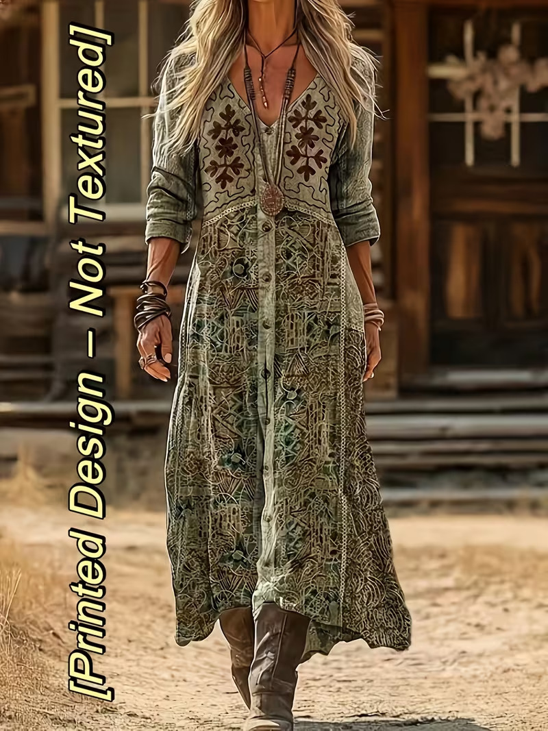 Women's Ocean Floral Print Ruched Midi Dress