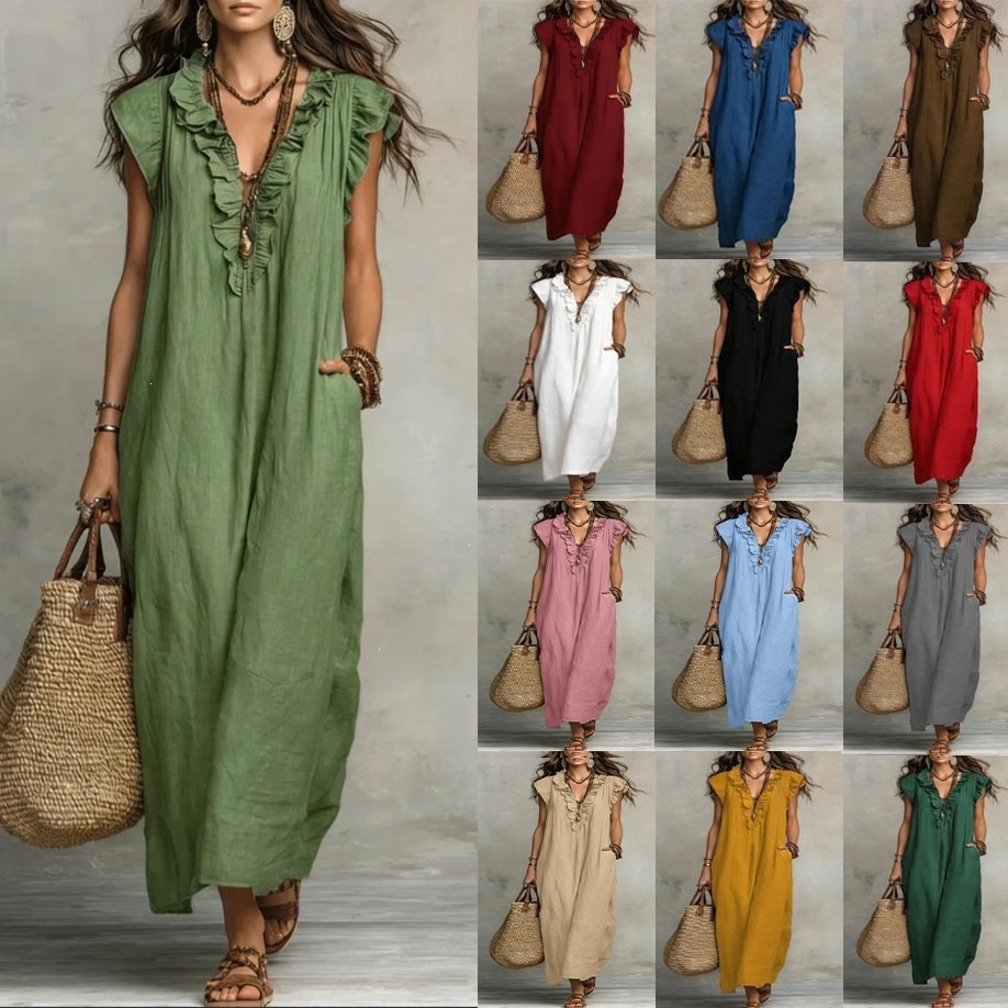 Women's Loose Sleeveless Bohemian Long Dress