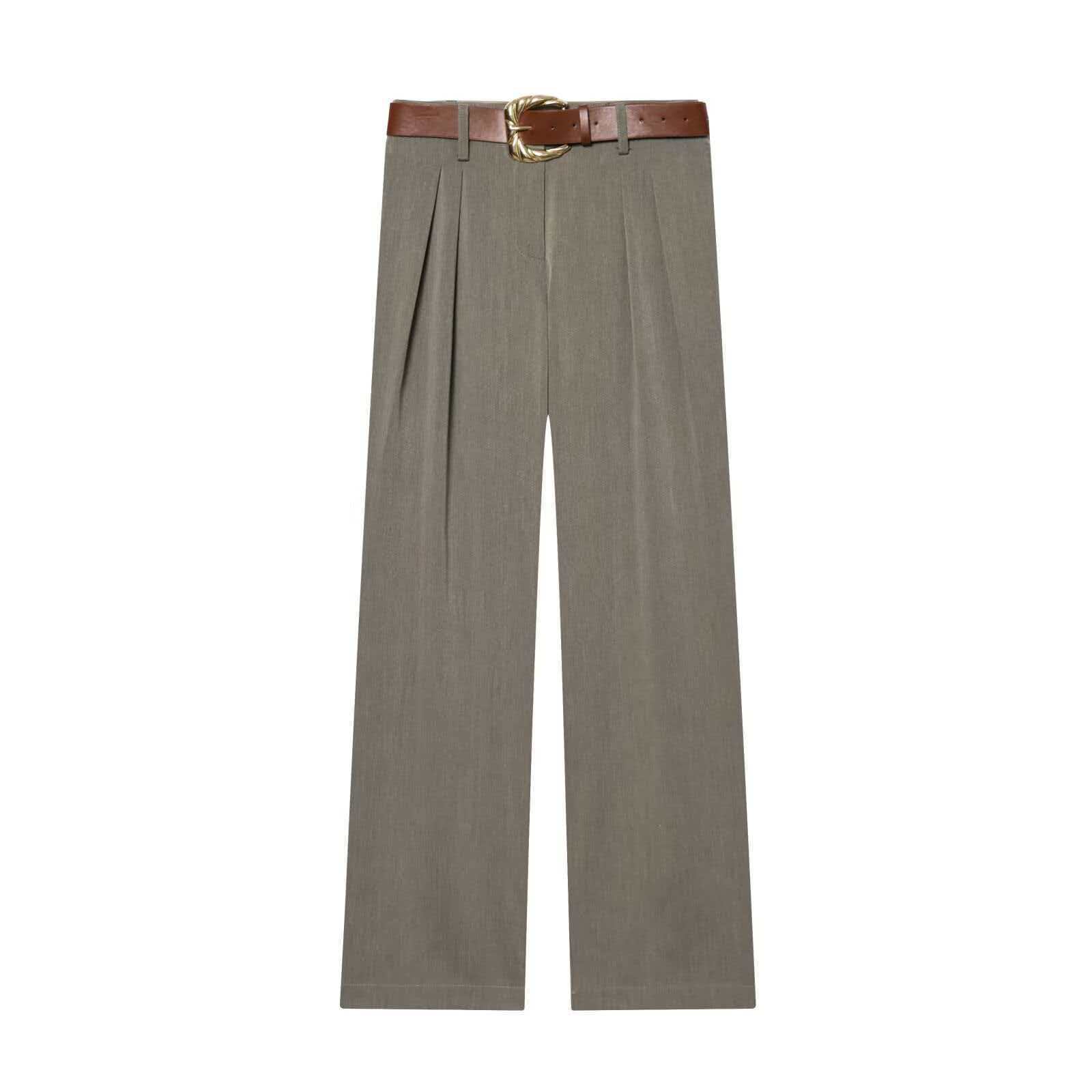 Women's High-Waist Wide-Leg Pleated Pants