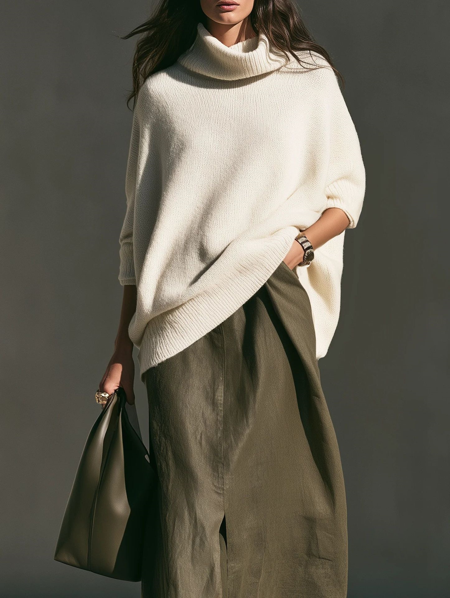 Women's Crewneck Sweater Loose Slouchy Knit Pullover