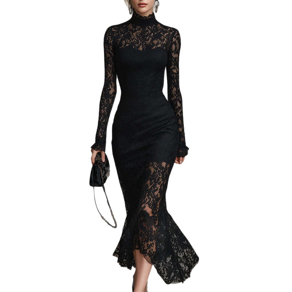 High-End Long Sleeve Bodycon Maxi Dress for Evening Parties