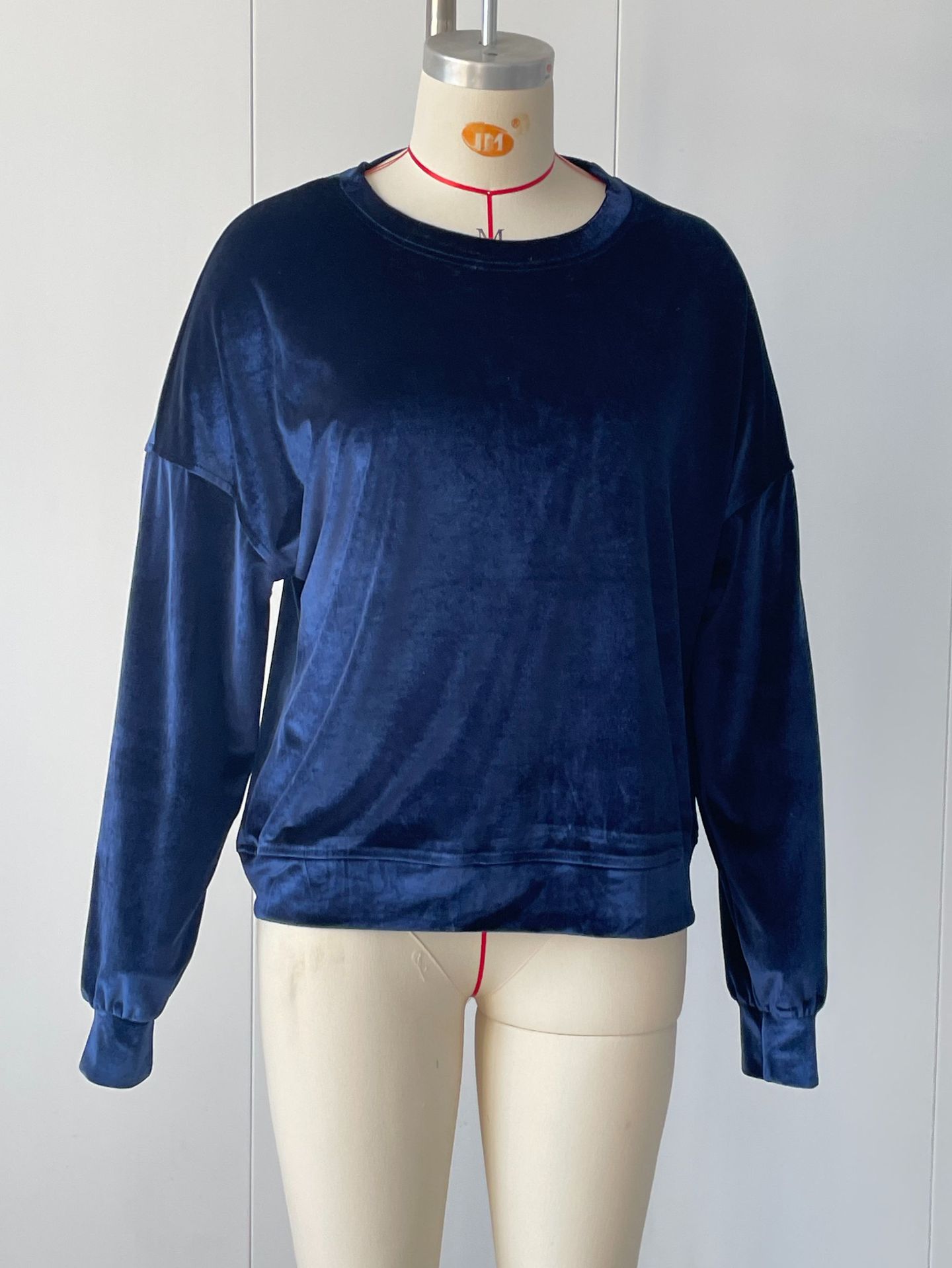 Women's Long Sleeve Gold Velvet Solid Color Crewneck Sweatshirt