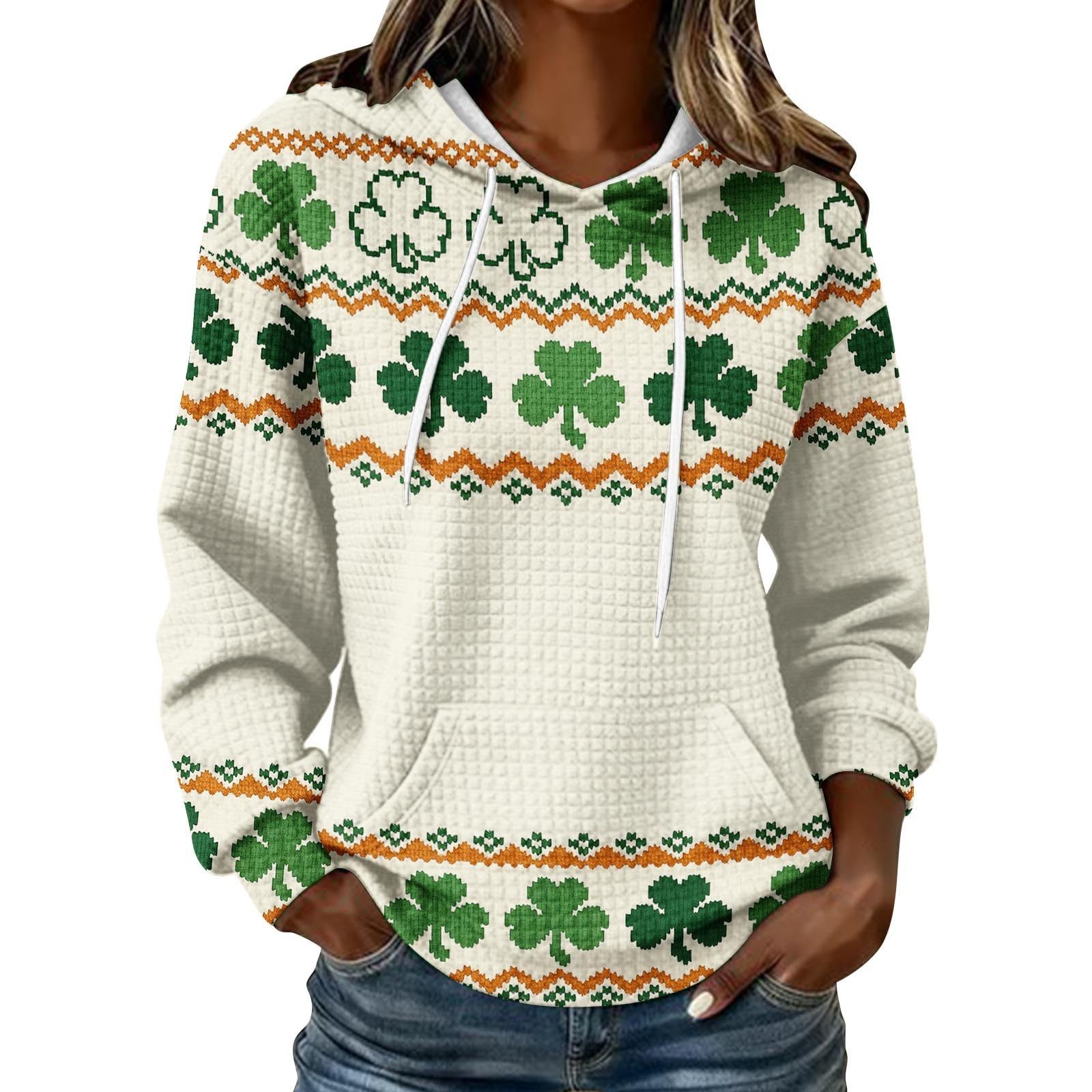 Women's Clover Cross Letter Print Hoodie