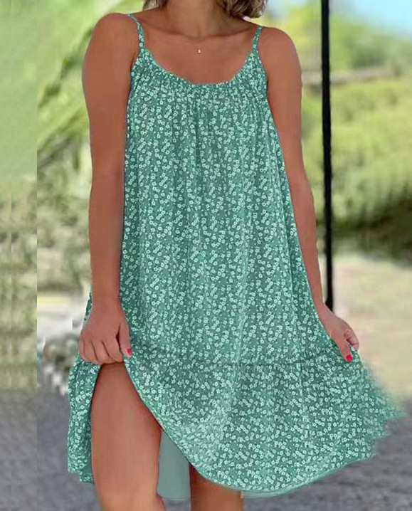 Floral Sleeveless Cami Dress with Full Skirt