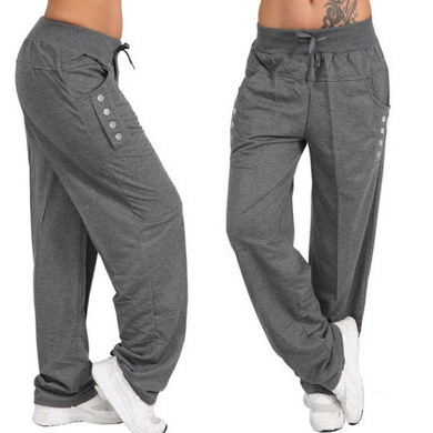 Women's Solid Color Drawstring Casual Loose Straight-Leg Pants
