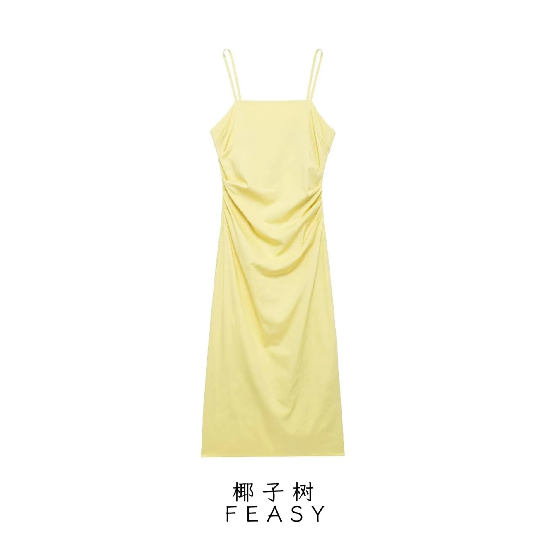 Women's Draped Midi Dress Sleeveless High Waist Bodycon