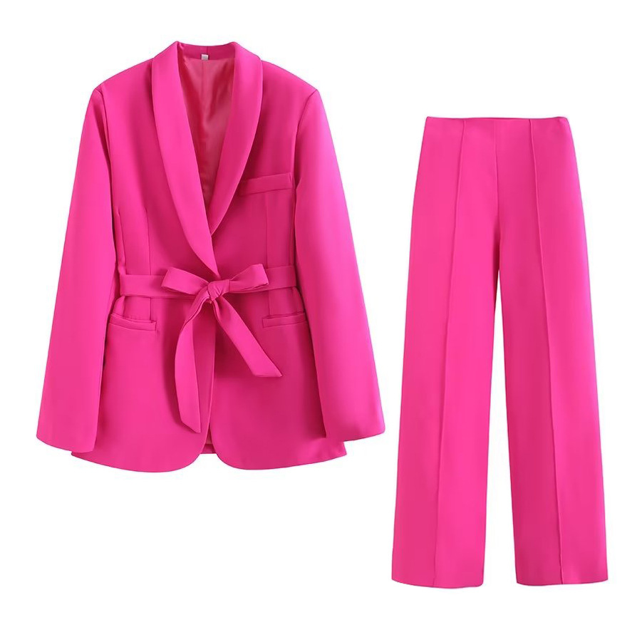 Women's Belted Blazer and Pants Set