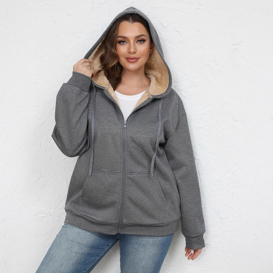 Women's Winter Warm Fleece Hooded Zip-Up Sweatshirt Jacket Thick