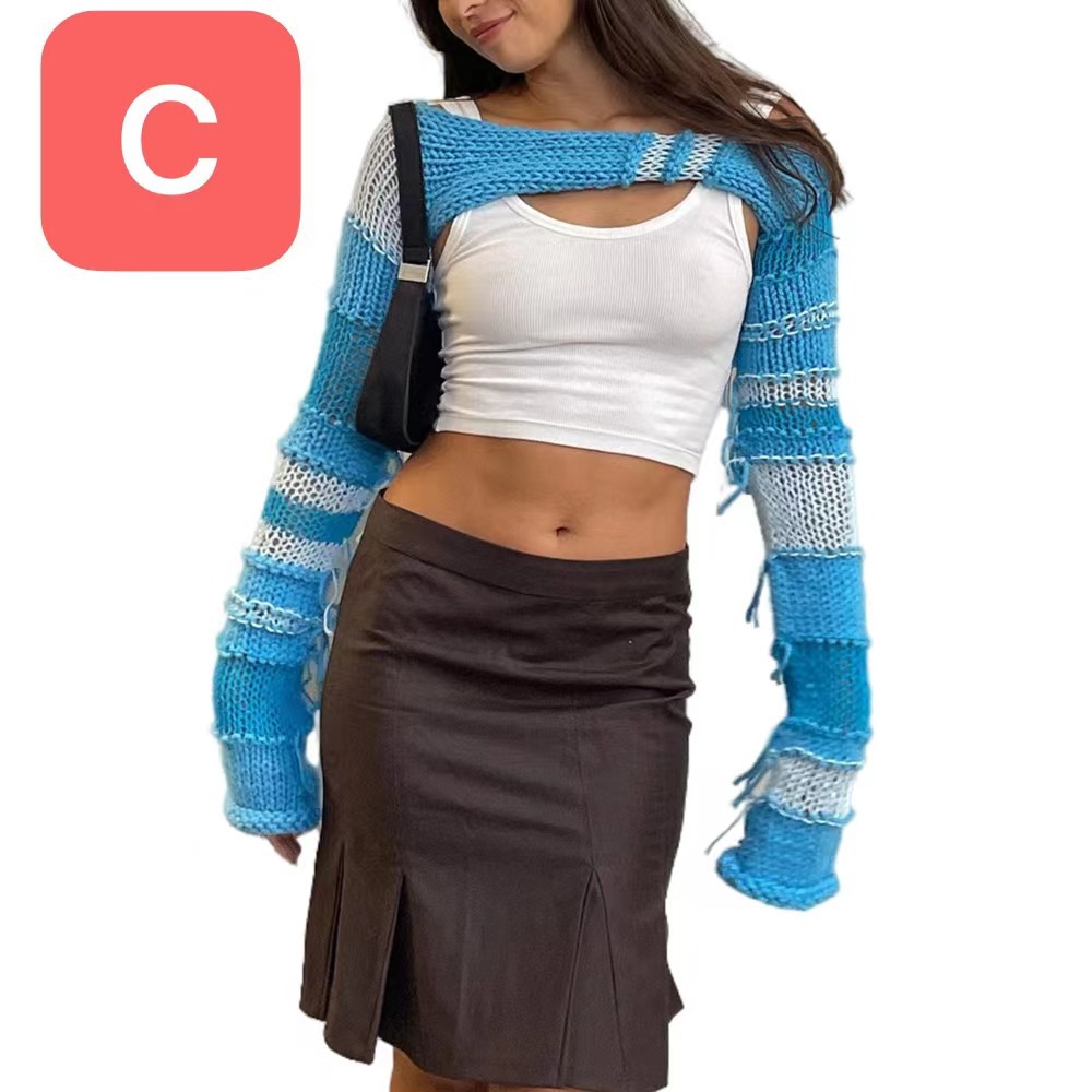 Women's Open-Knit Long-Sleeve Shrug