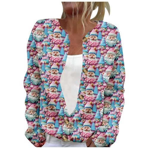 Women's Winter Cloud & Tree Print Button Cardigan Sweater
