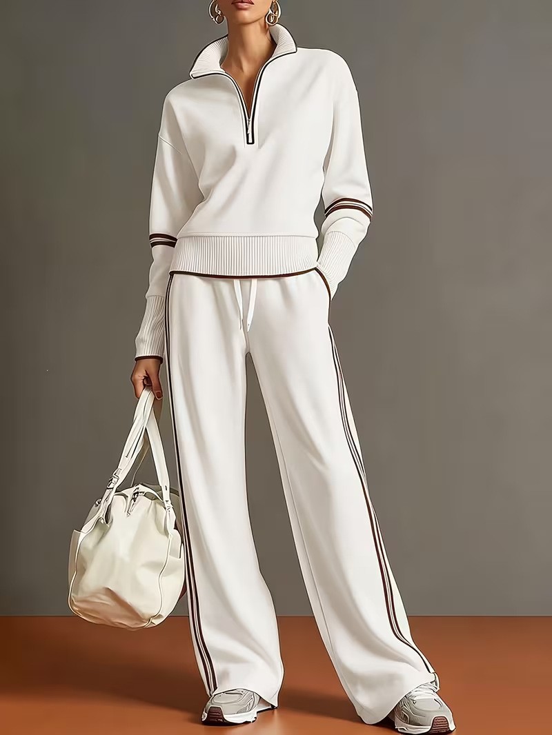 2026 Women's Fashion Casual Zip-Up Jacket Sports Two-Piece Set for Amazon and Independent Sites