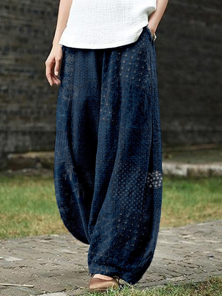 Women's Vintage Floral Print Casual Pants